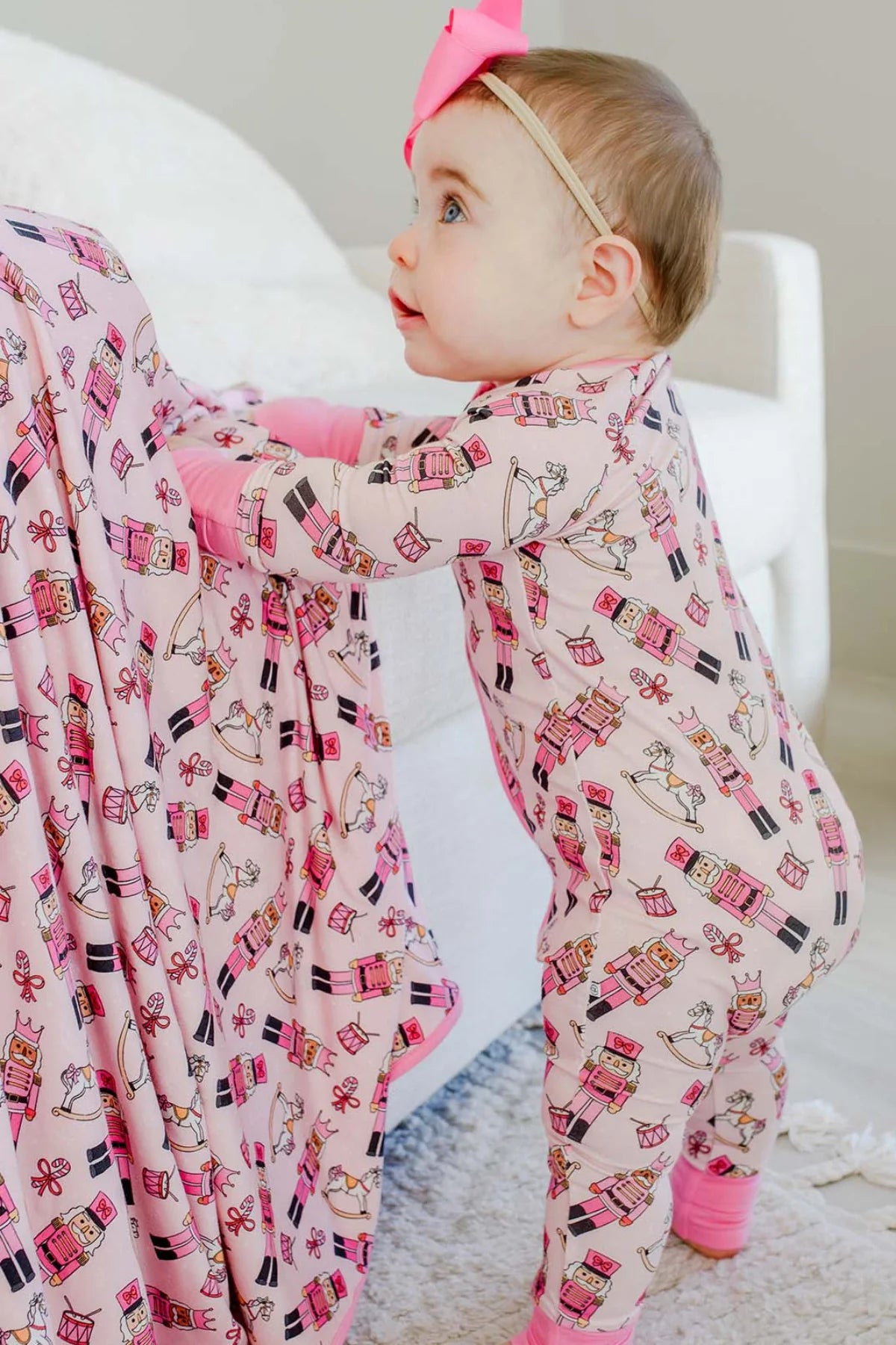 Caden Lane Pink | Toy Soldier Bamboo Convertible Zipper Romper