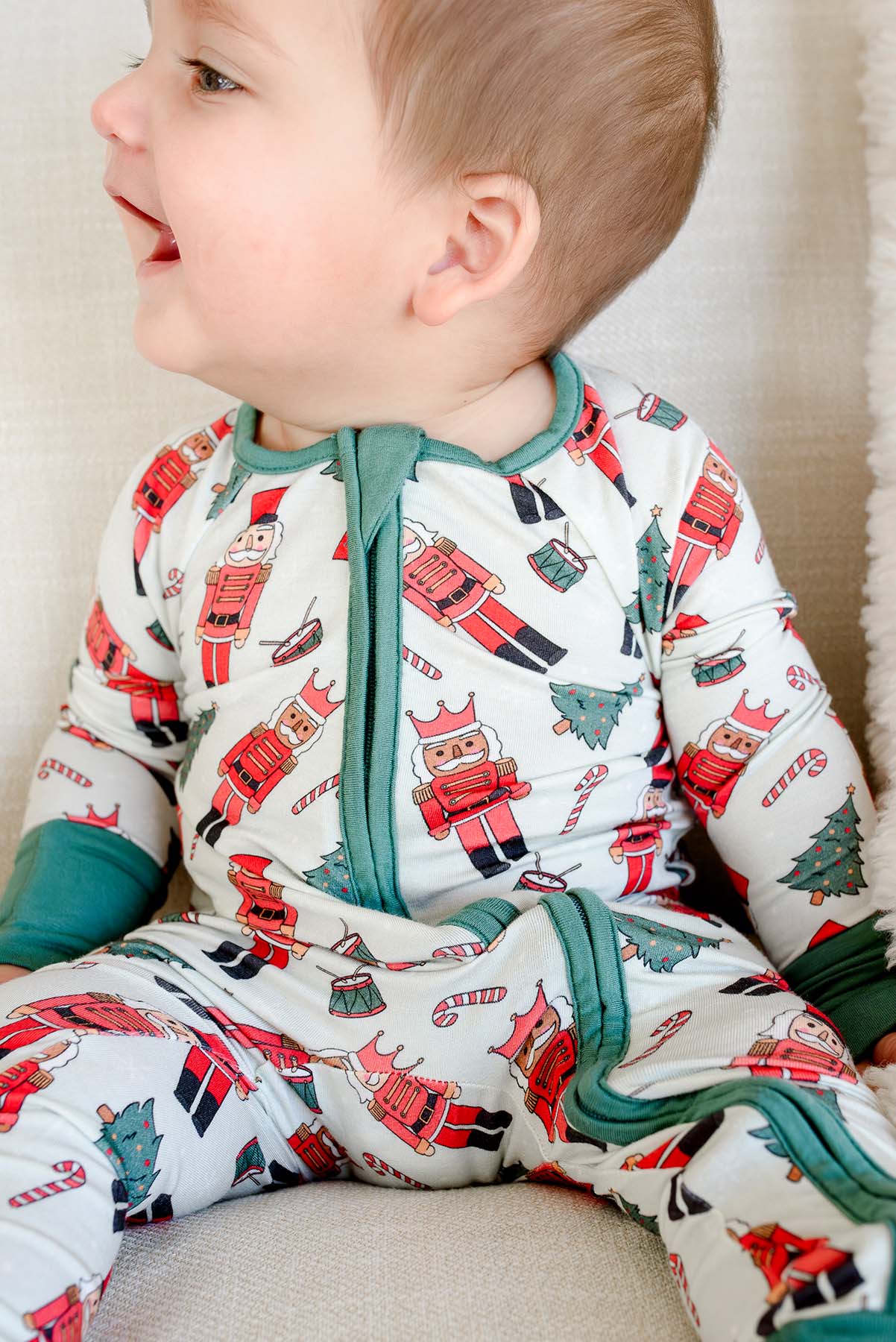 Caden Lane Green | Toy Soldier Bamboo Convertible Zipper Romper