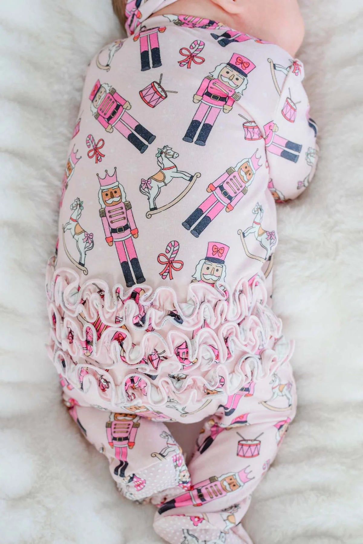 Caden Lane Pink | Toy Soldier Zipper Ruffle Footie