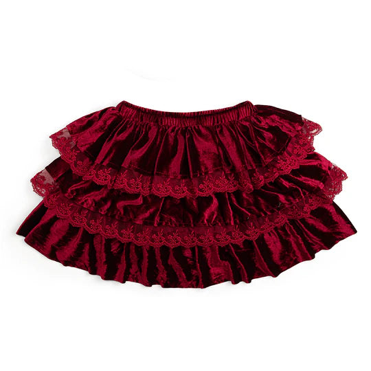 Sweet Wink Ruby Red | Velvet Tiered Christmas Skirt