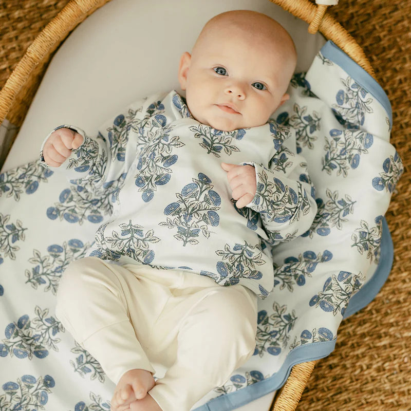 Pink Chicken Blue Bouquet Floral Block | Nesting Box Baby Take Home Set