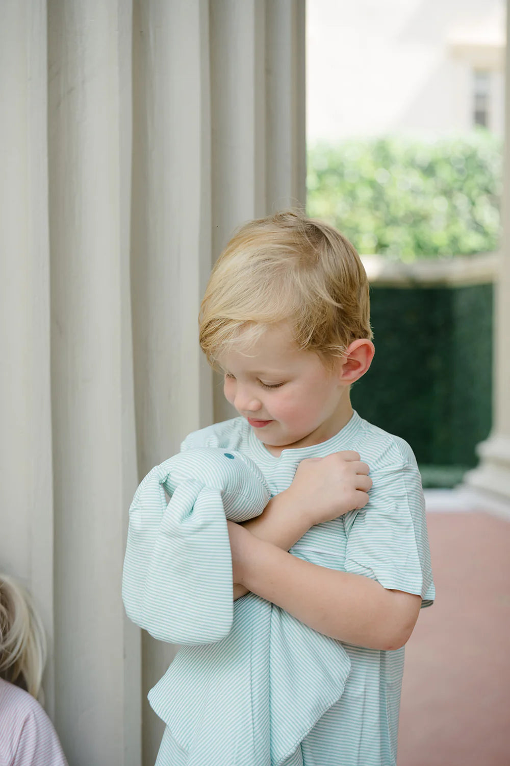 Uptown Baby Pistachio Green | Mini Stripe Dog Lovey Blanket + Paci Clip Holder