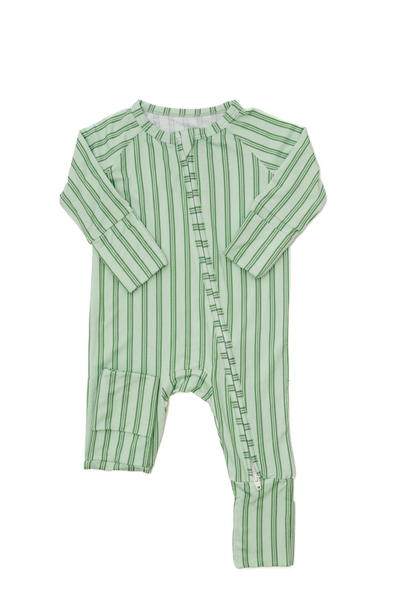 Uptown Baby Green Ticking Stripe | Sleep Romper