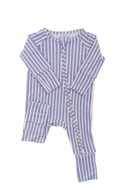 Uptown Baby Red & Blue | Stripe Sleep Romper