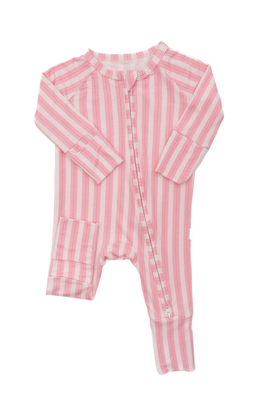 Uptown Baby Red & White Holiday Stripes | Sleep Romper