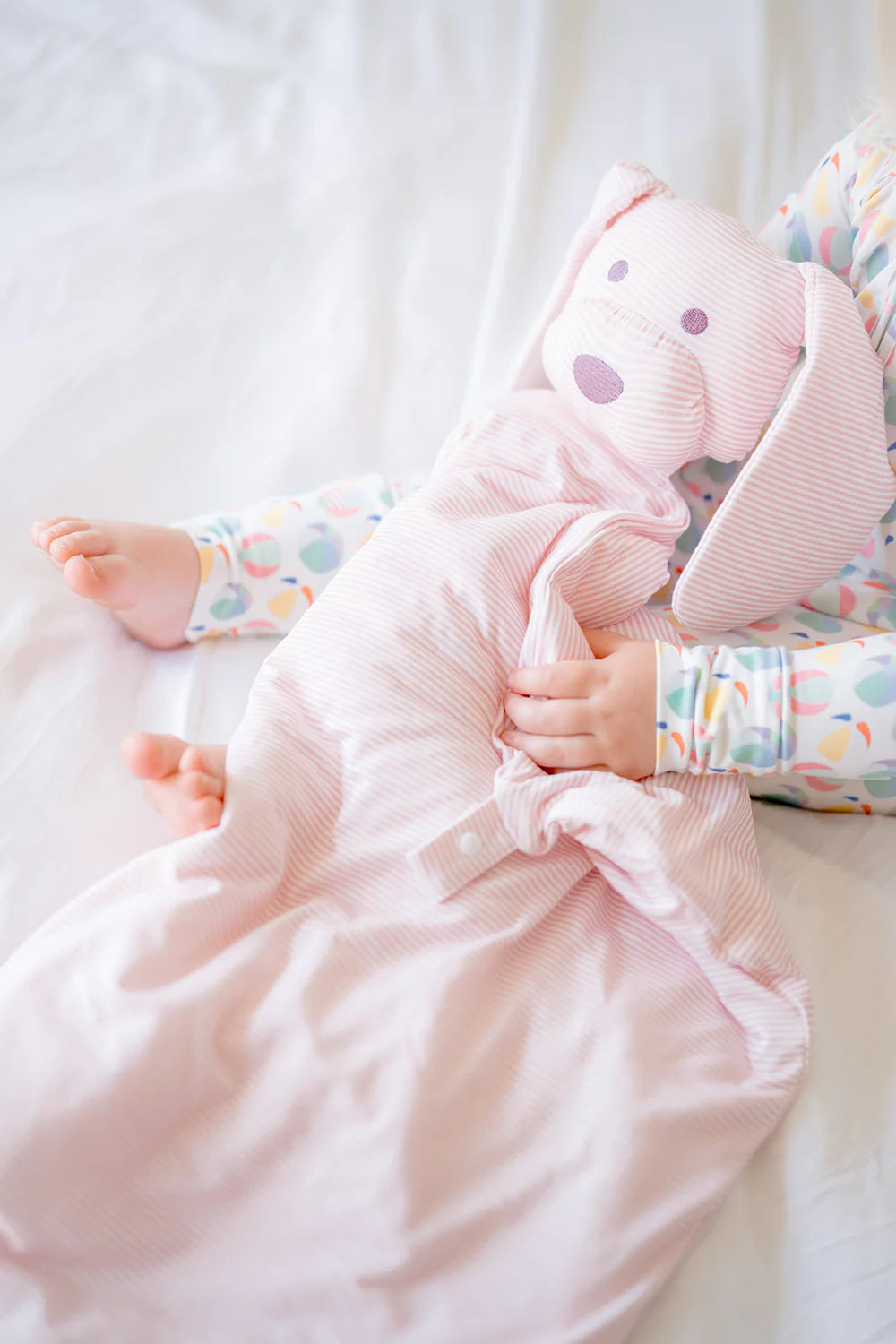 Uptown Baby Pink | Mini Stripe Dog Lovey Blanket + Paci Clip Holder