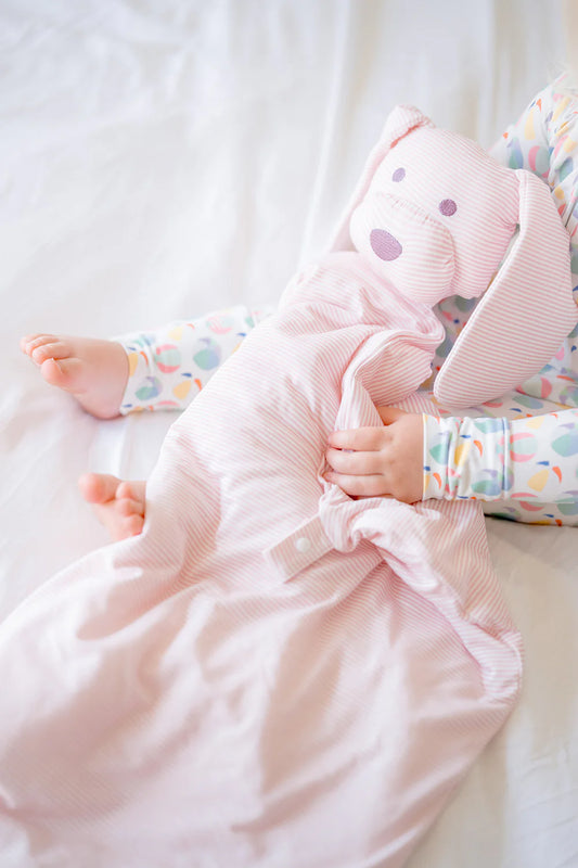 Uptown Baby Pink | Mini Stripe Dog Lovey Blanket + Paci Clip Holder