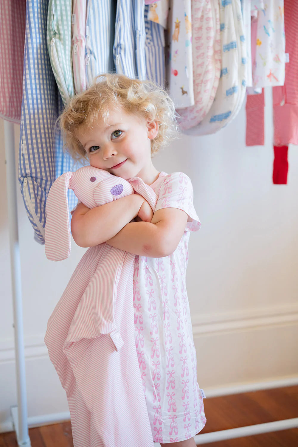Uptown Baby Pink | Mini Stripe Dog Lovey Blanket + Paci Clip Holder