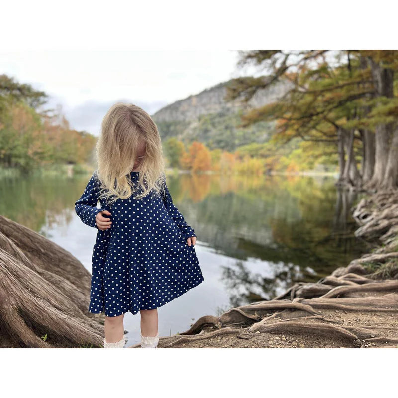 Vignette Navy Blue Polka Dot | Leena Dress