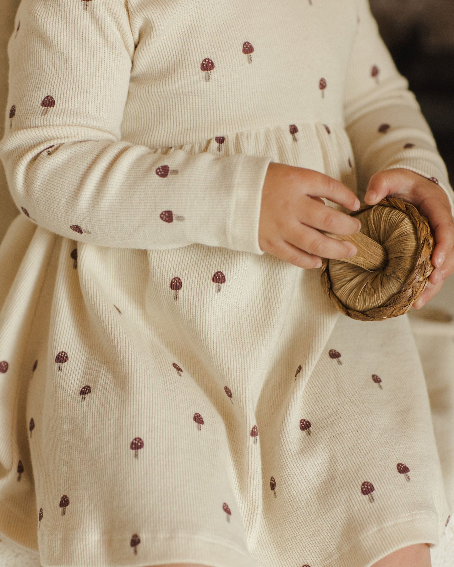 Quincy Mae Mushrooms | Ribbed Long Sleeve Dress