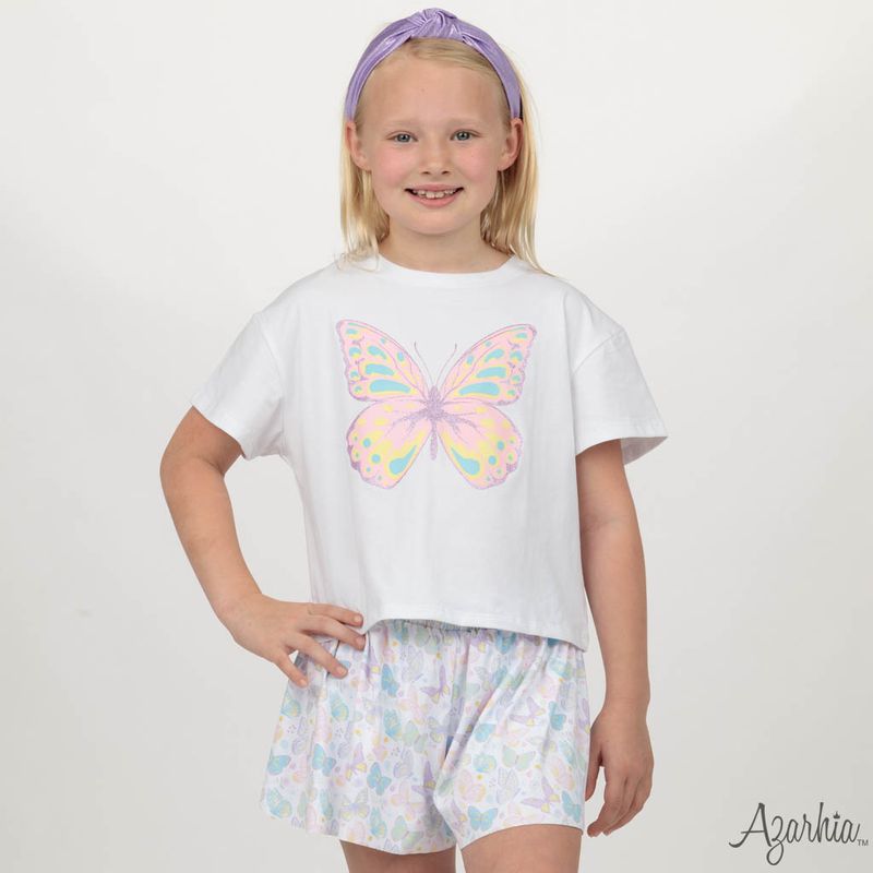 Azarhia White Pretty Butterfly | Screen Print Boxy T-Shirt