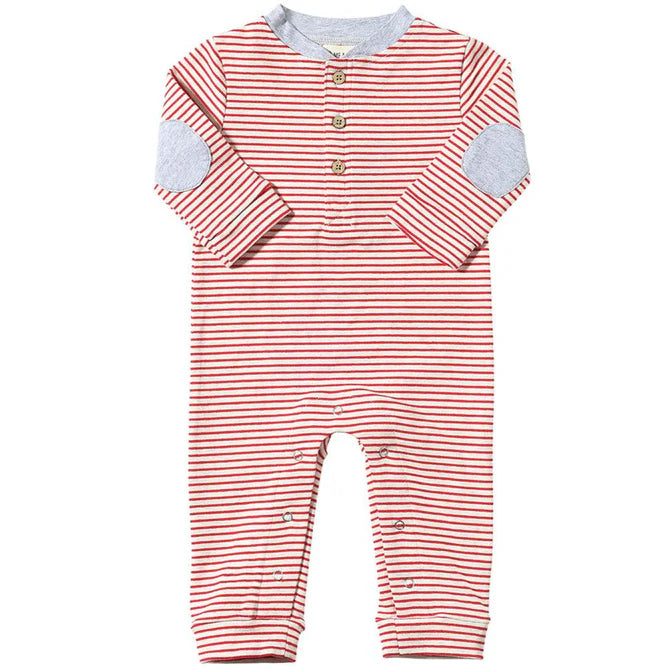 Me & Henry Red & Grey Stripe | Niota Henley Romper