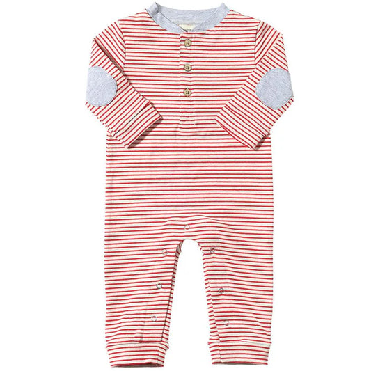 Me & Henry Red & Grey Stripe | Niota Henley Romper