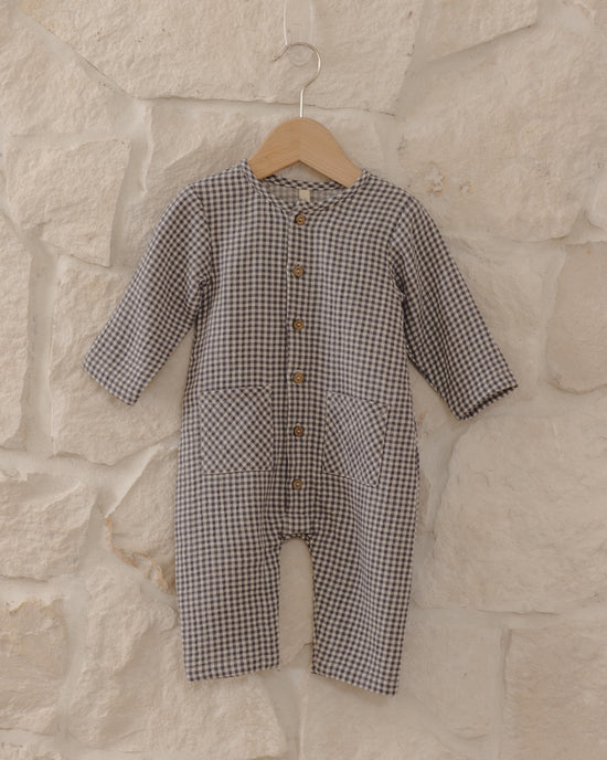 Quincy Mae Midnight Gingham | Pocketed Woven Jumpsuit
