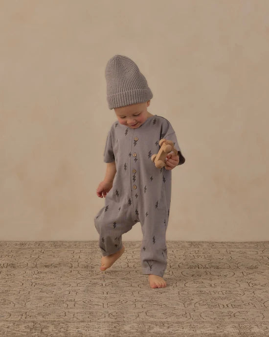 Rylee + Cru Dusty Blue Bolts | Hayes Jumpsuit