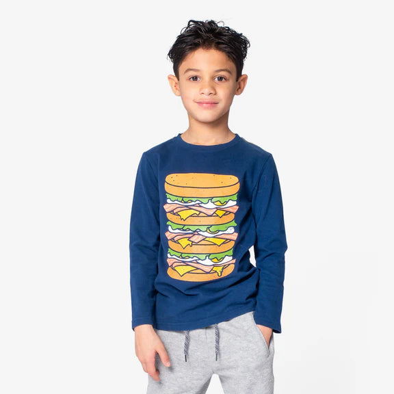 Appaman Navy Blue | Bacon, Eggs, & Cheese Graphic Long Sleeve Tee