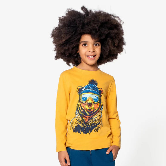 Appaman Beeswax | Ski Bear Graphic Long Sleeve Tee