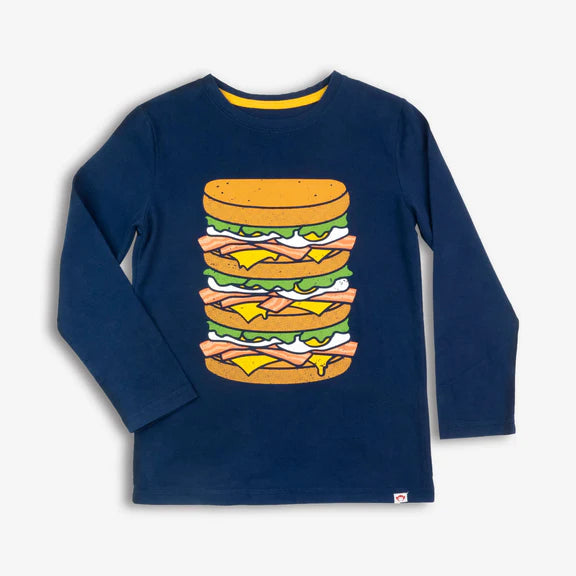 Appaman Navy Blue | Bacon, Eggs, & Cheese Graphic Long Sleeve Tee