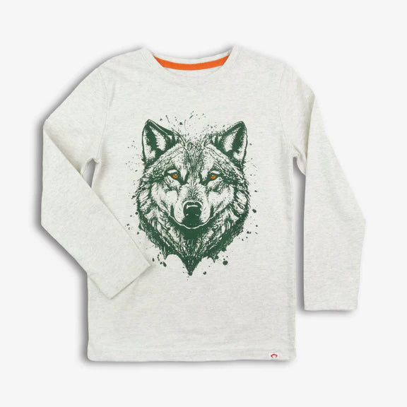 Appaman Cloud Heather | Wolf Ink Graphic Long Sleeve Tee