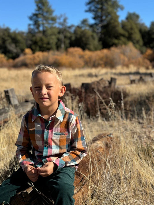 Me & Henry Rust & Turqouise Madras | Atwood Woven Shirt