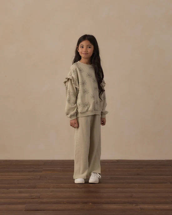 Rylee + Cru Pistachio Big Daisy | Ruffle Sweatshirt
