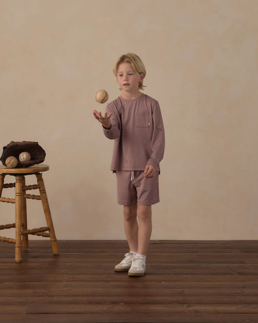 Rylee + Cru Mulberry | Heathered Long Sleeve Pocket Tee
