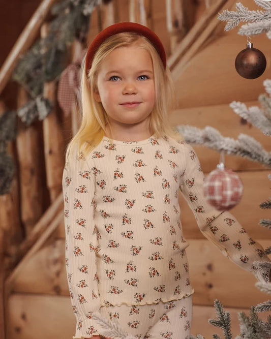 Rylee + Cru Natural Ruby Bloom | Ribbed Long Sleeve Top
