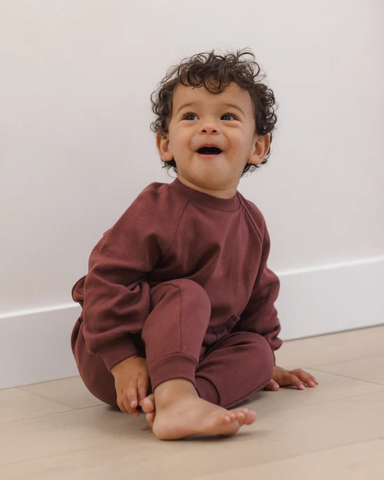 Quincy Mae Black Cherry | Pocket Sweatshirt + Sweatpant Set