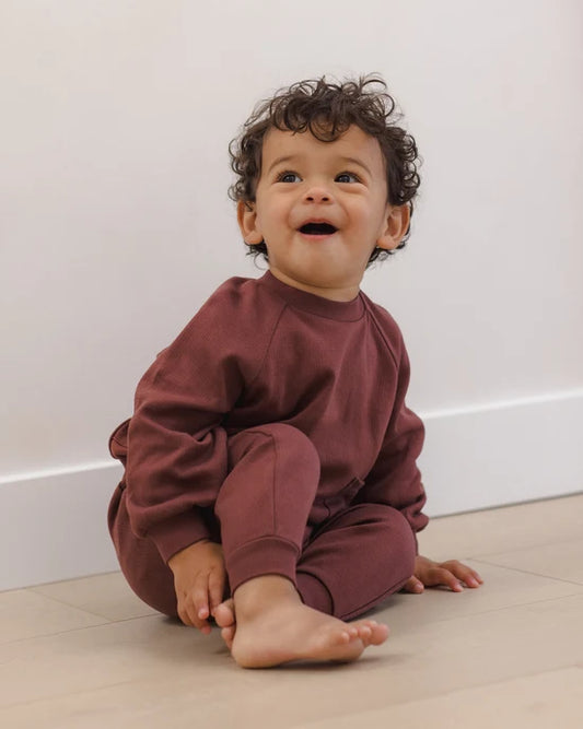 Quincy Mae Black Cherry | Pocket Sweatshirt + Sweatpant Set