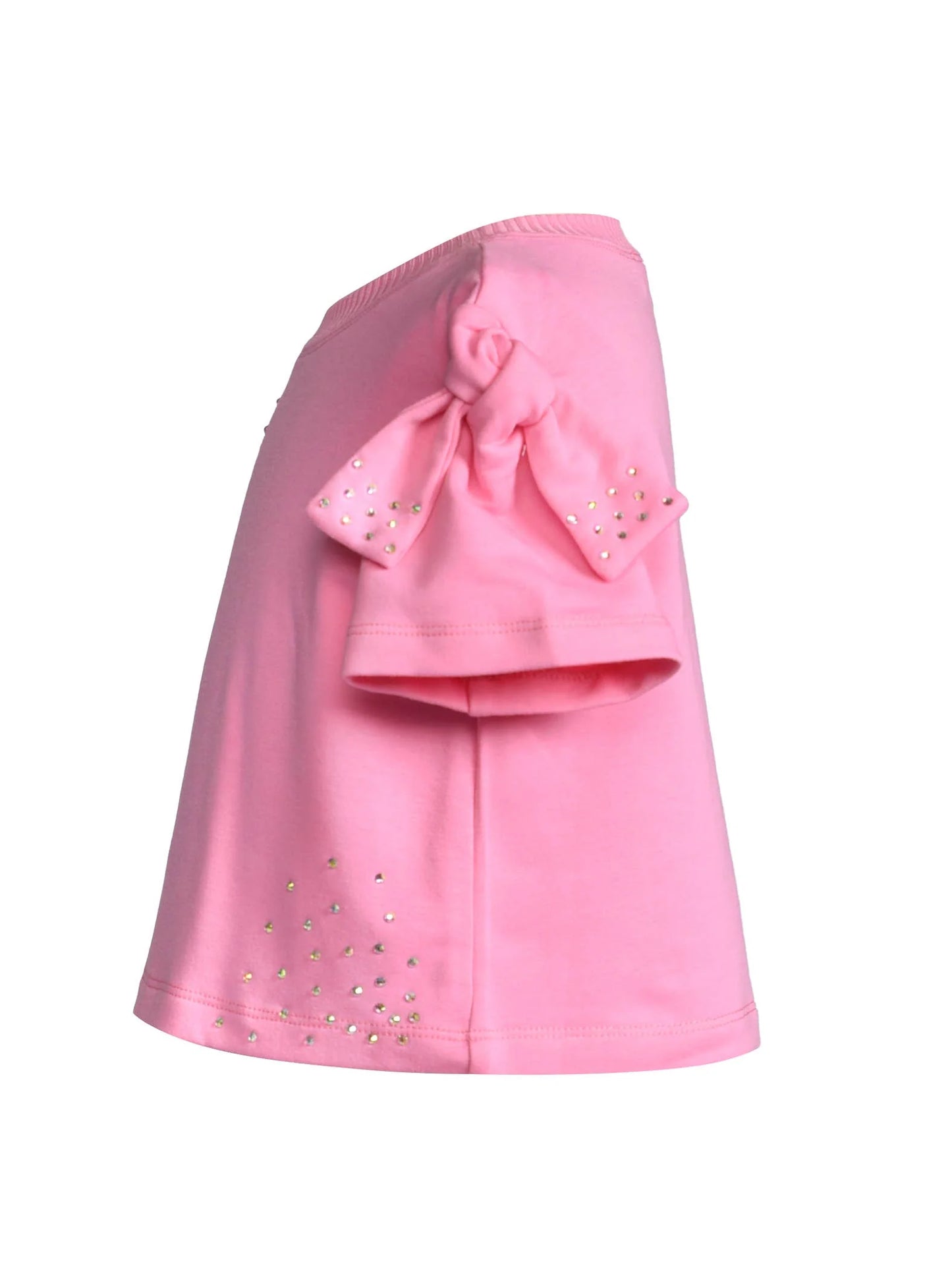 Hannah Banana Pink | Knot Sleeve Top with Rhinestone Detail