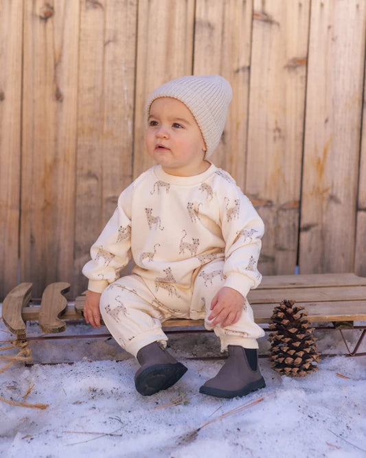 Rylee + Cru Natural | Leopards Raglan Jumpsuit