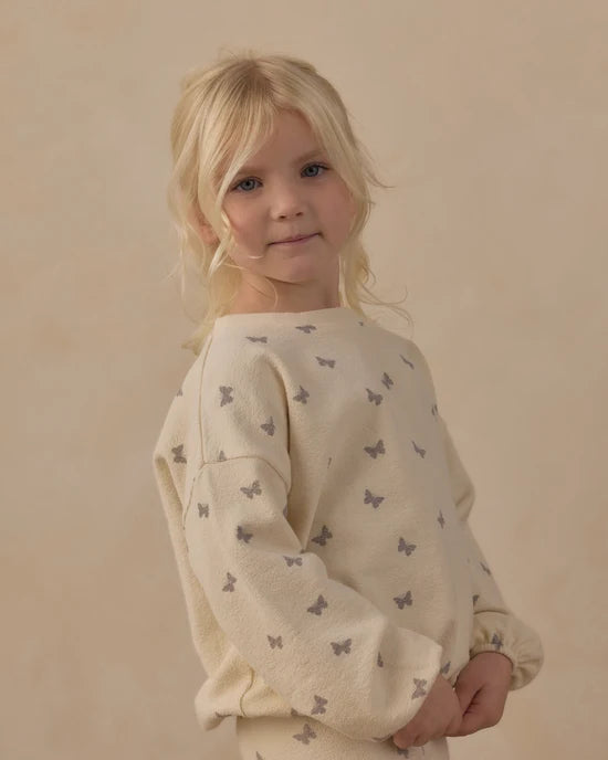 Rylee + Cru Natural Butterfly Ditsy | Spongy Knit Set