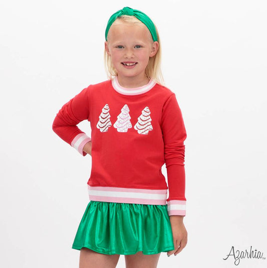 Azarhia Red Christmas | Glitter Confetti Cake Crew Sweatshirt