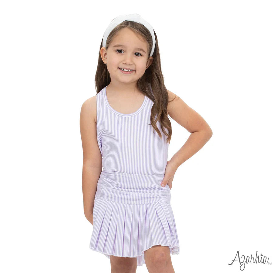 Azarhia Lavender | Striped Mini Pleat Skort