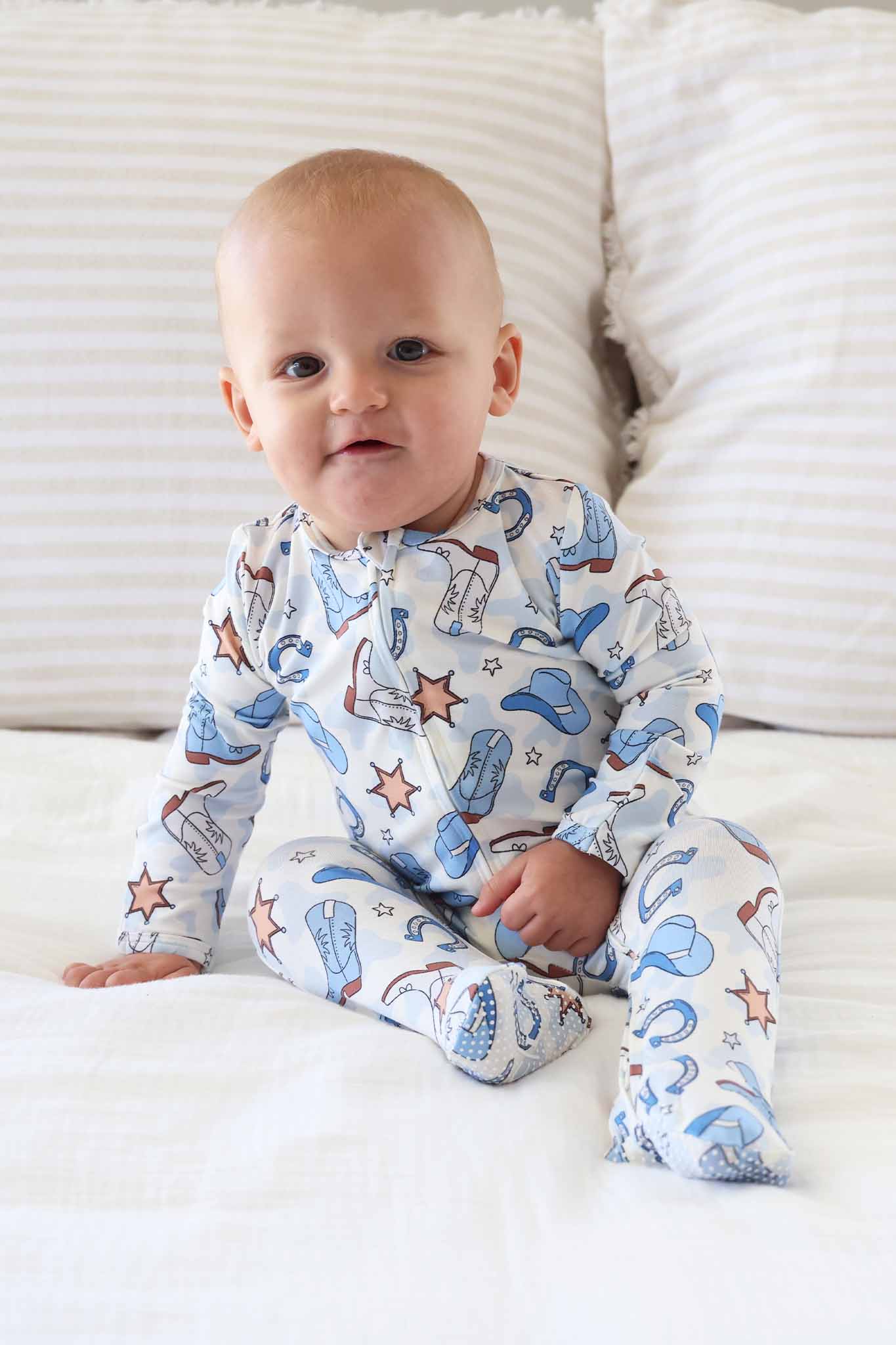 Caden Lane Blue | Rodeo Dreams Convertible Zip Romper