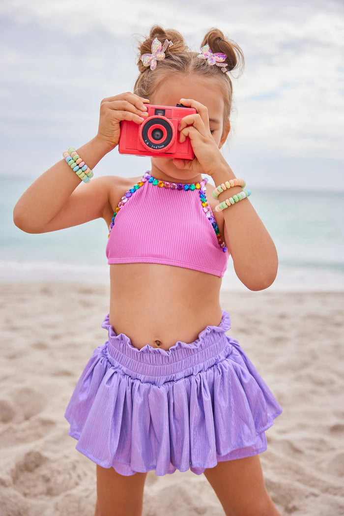 Lola + The Boys Lavender | Metallic Skort