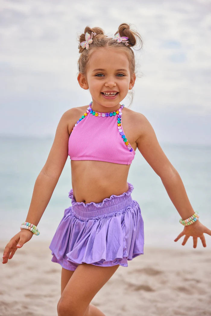 Lola + The Boys Lavender | Metallic Skort