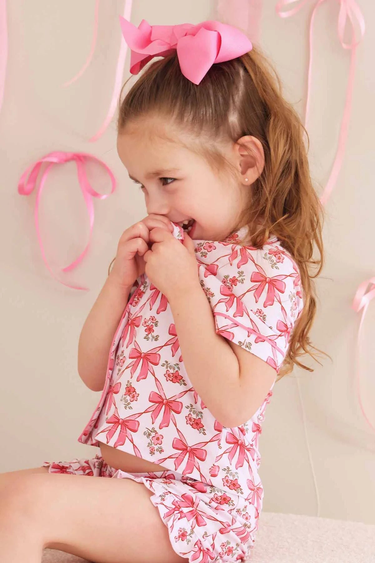 Caden Lane Pink | Bow Besties Two Piece Lounge Set