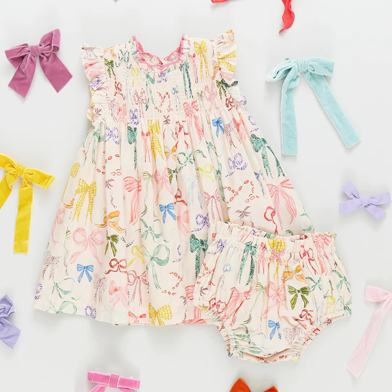 Pink Chicken Watercolor Bows | Stevie Dress Set