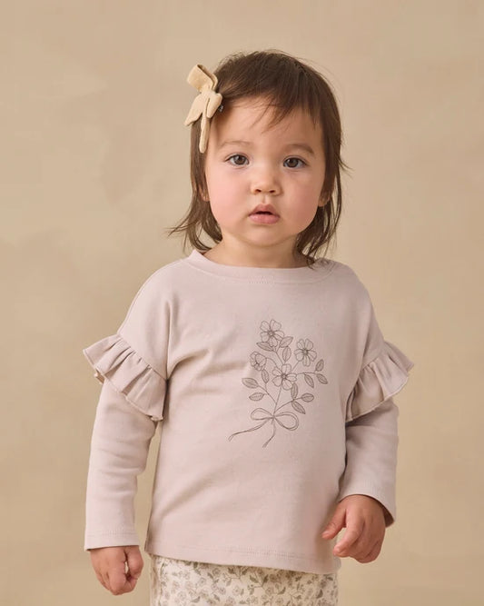 Quincy Mae Lilac Fleur | Ruffle Long Sleeve Tee