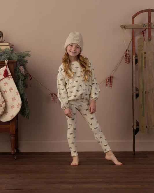 Rylee + Cru Natural Evergreen Bows | Spongy Knit Set