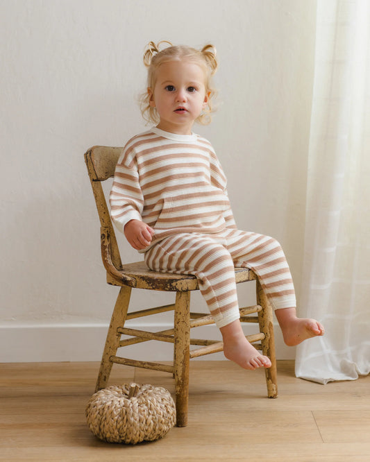 Quincy Mae Ivory Spice Stripe | Waffle Slouch Set