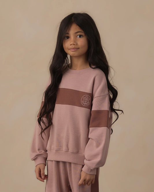Rylee + Cru Mulberry Rosewood | Panel Stripe Sweatshirt