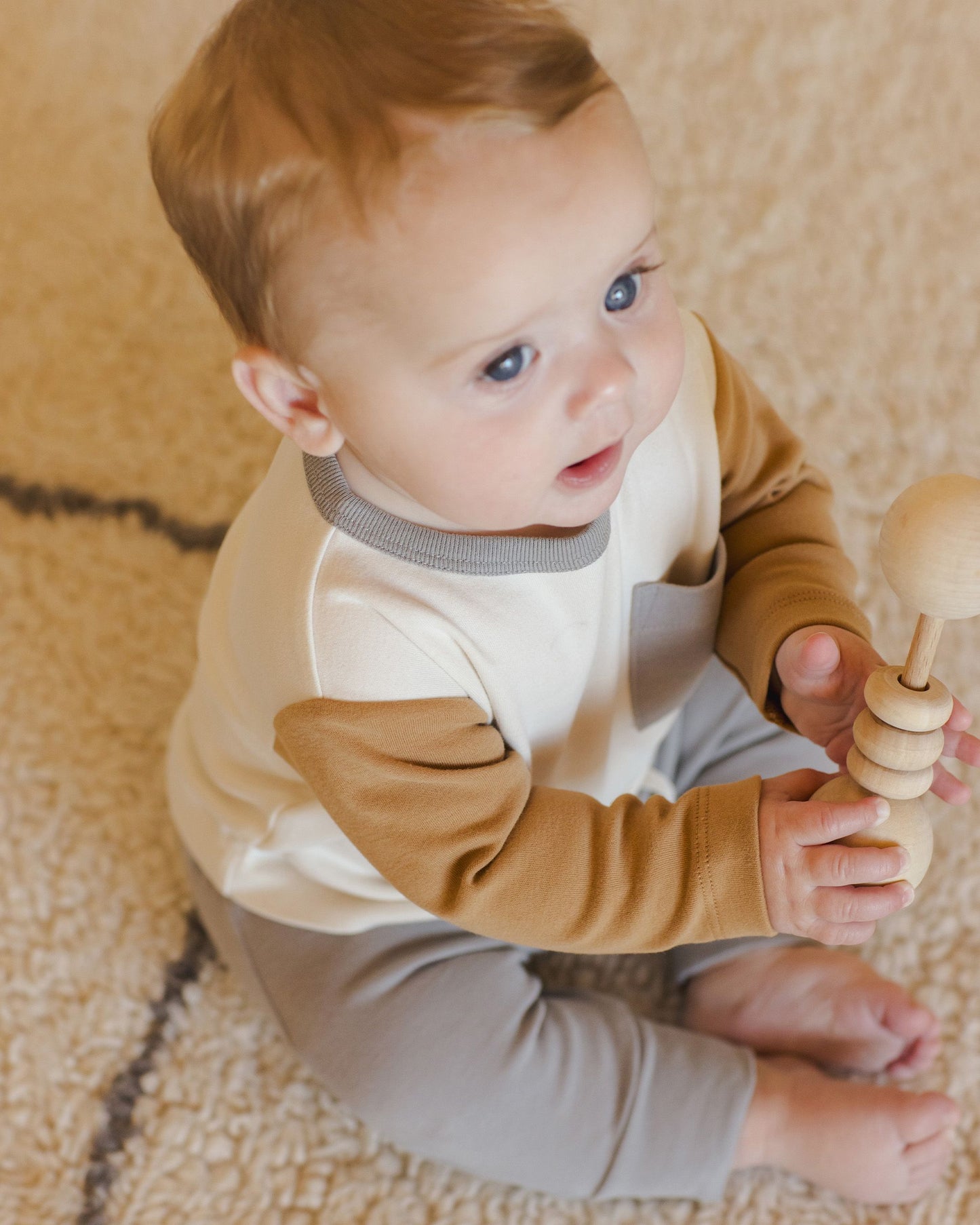 Quincy Mae Color Block | Long Sleeve Pocket Tee & Drawstring Pant Set