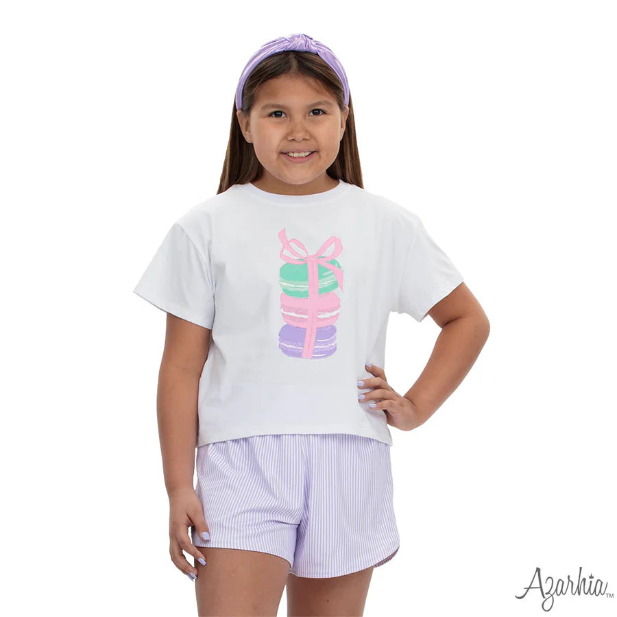 Azarhia White | Macarons Screen Print Boxy Tee