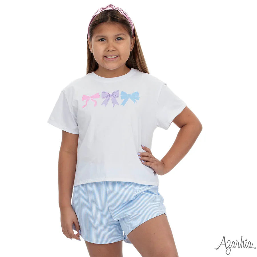 Azarhia White | Pastel Bows Screen Print Boxy Tee