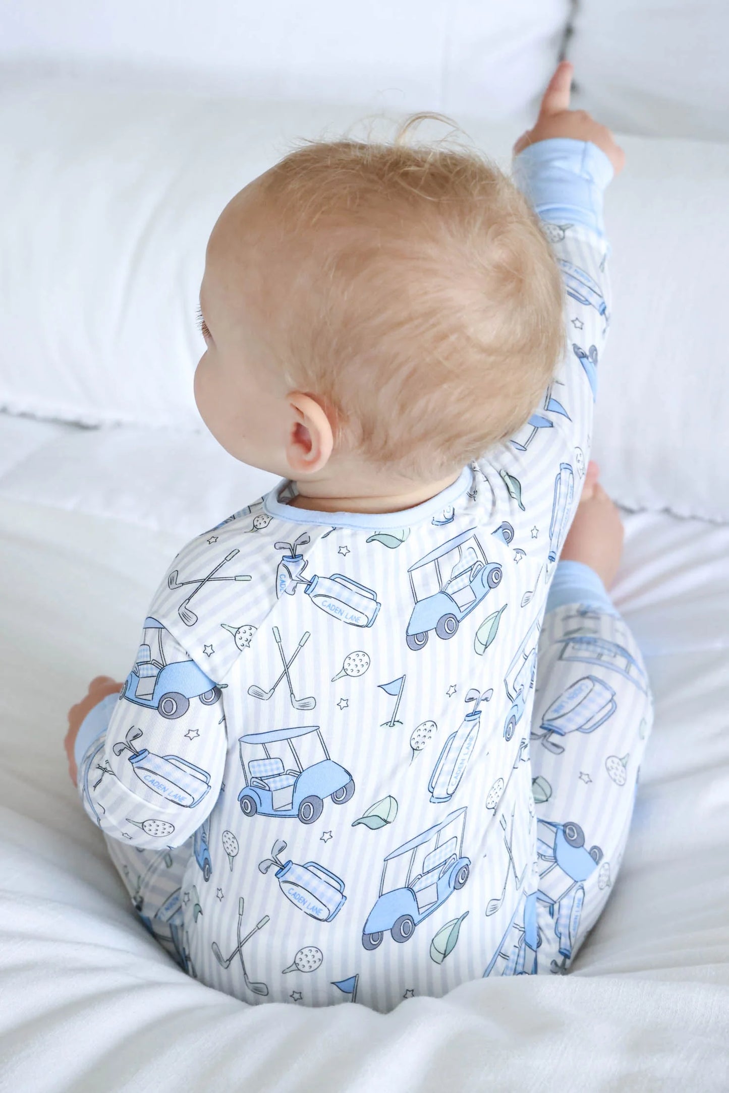 Caden Lane Blue | Caddie Crew Convertible Bamboo Zip Romper