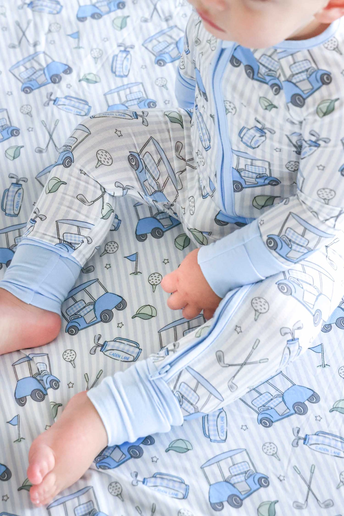 Caden Lane Blue | Caddie Crew Convertible Bamboo Zip Romper