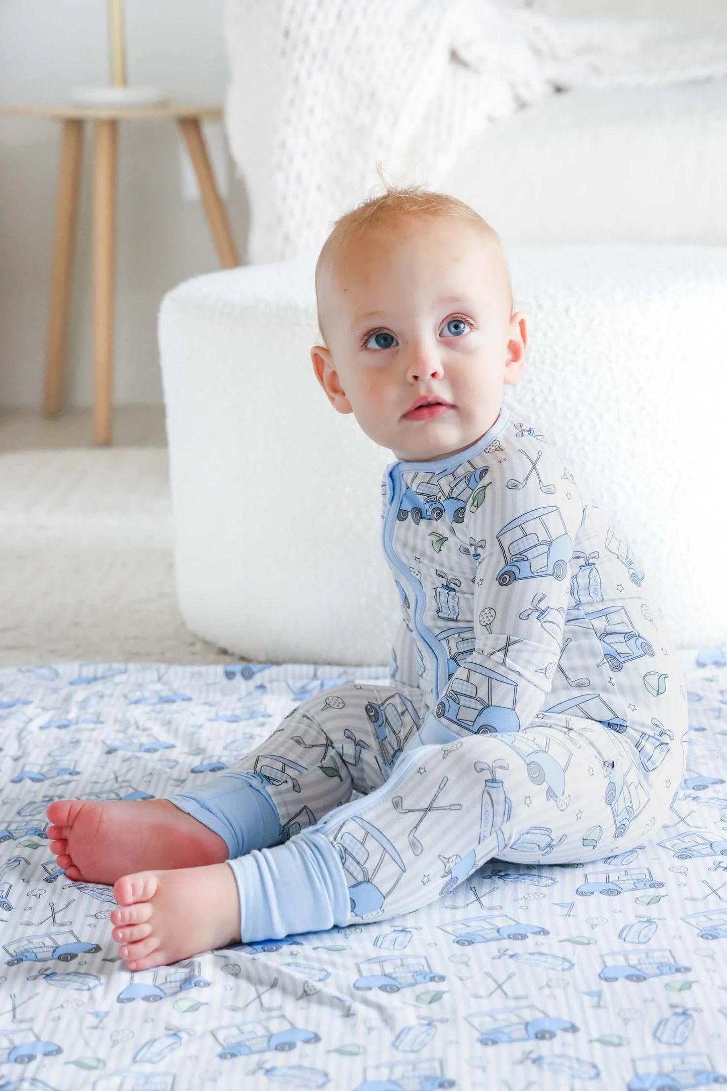 Caden Lane Blue | Caddie Crew Convertible Bamboo Zip Romper