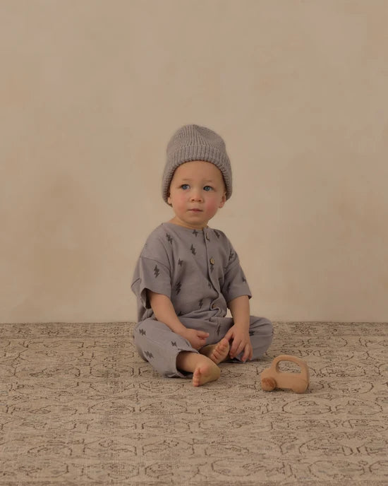 Rylee + Cru Dusty Blue Bolts | Hayes Jumpsuit